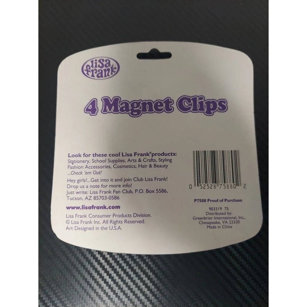 Vintage Lisa Frank 4 Magnetic Clips Pack Tiger Space Girl Cat Pups Y2K